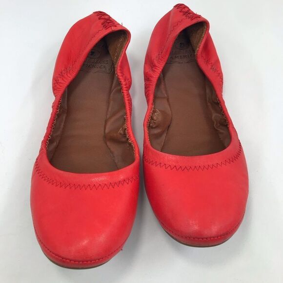 Lucky Brand Emmie Red Leather Elastic Side Ballet Flats - Picture 2 of 15